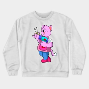 Cat as Hairdresser with Scissors & Hair dryer Crewneck Sweatshirt